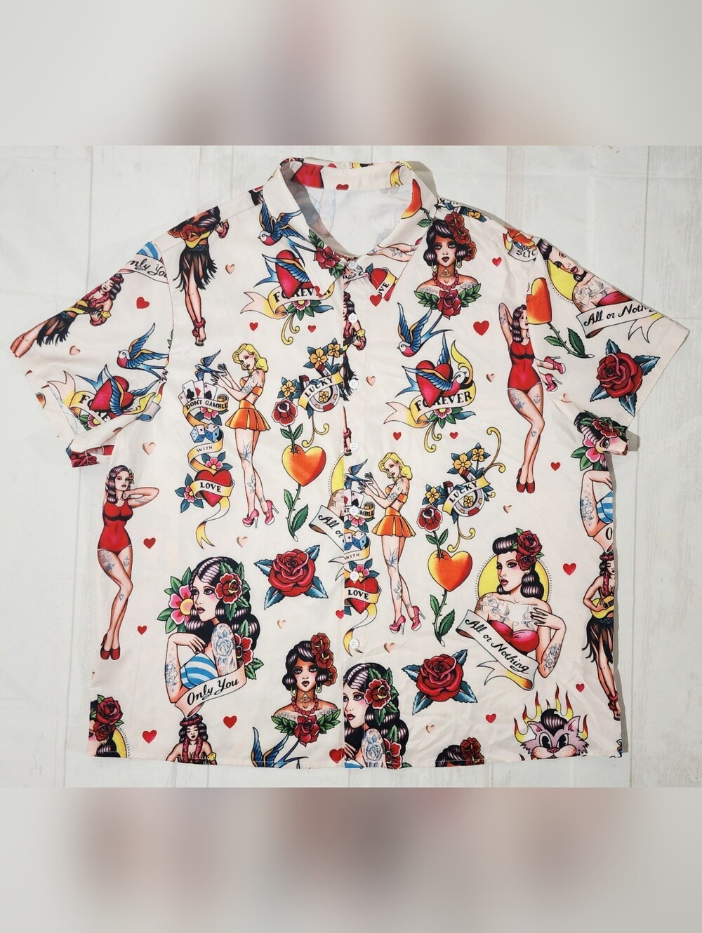 Mens Pin Up Girl Tattoo Hawaiian Shirt